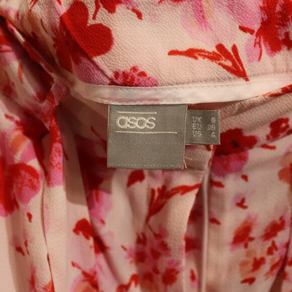 Asos Pink Floral High Waist Shorts Sz 4 - Picture 4 of 8